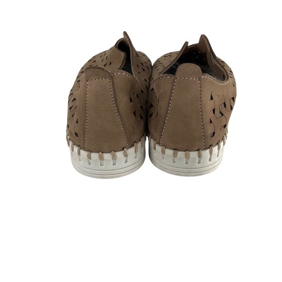 Eric Michael Womens Inez Leather Slip-On Shoes Safari Tan/Beige Perforated Size - Picture 6 of 8